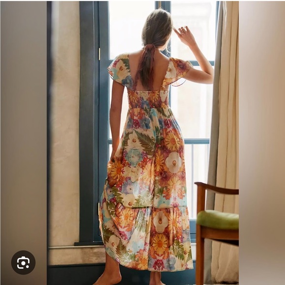 Anthropologie Moxy Collective Floral Maxi Dress Size XS Sheer - Picture 3 of 15